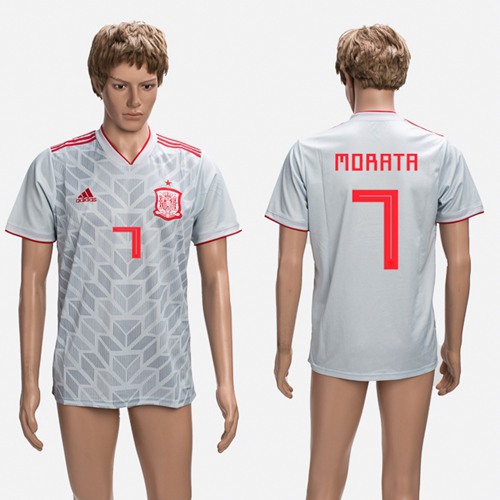 Spain #7 Morata Grey Training Soccer Country Jersey